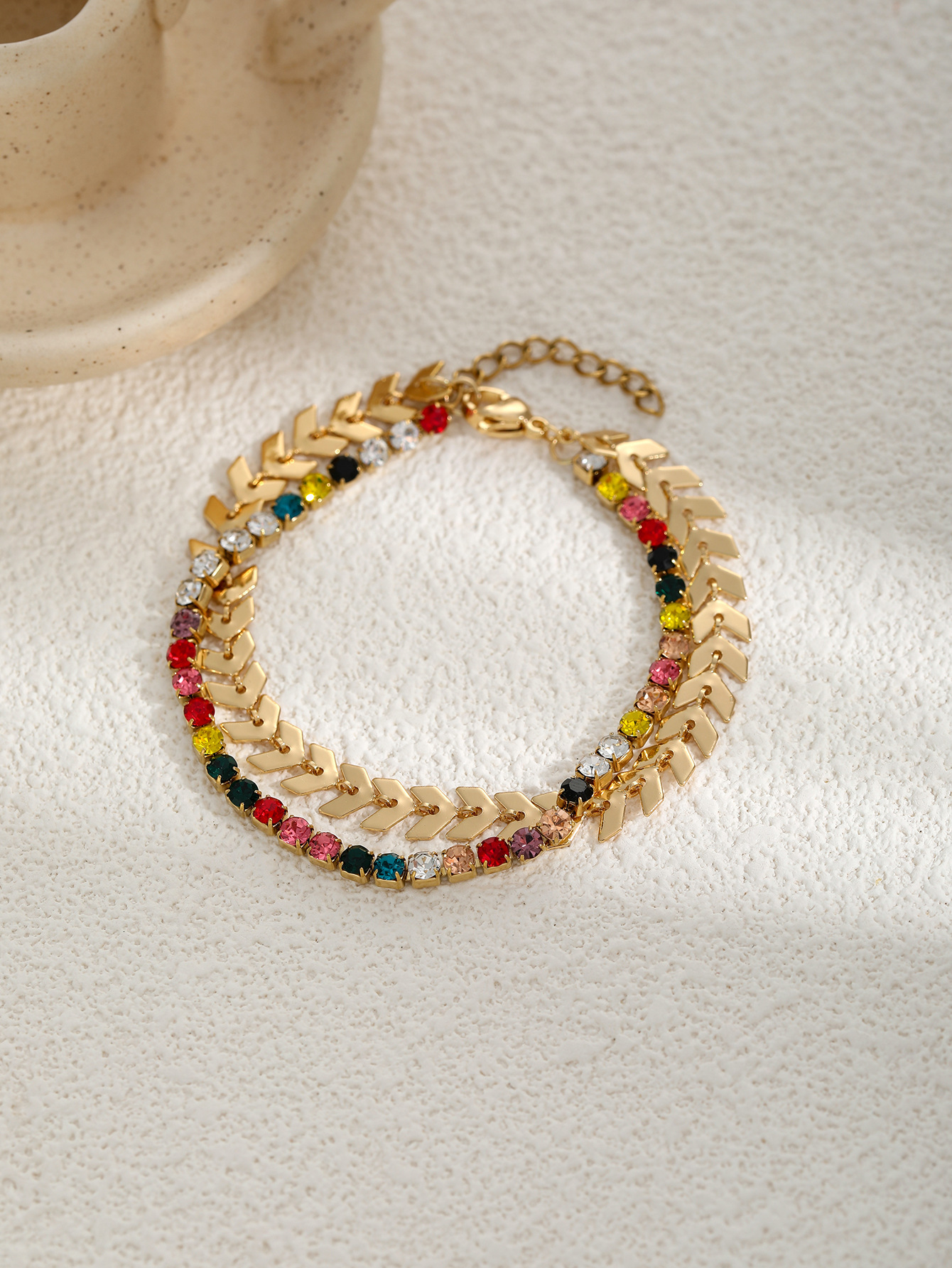 Stainless Steel Tag Pearl Pastoral Style Small Flower Bracelet Elegant Temperament Women