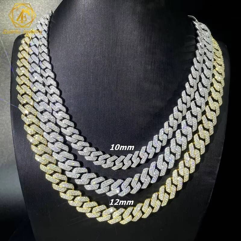 Street sier chain, real necklace, 14k jewelry, ice Cuban chain