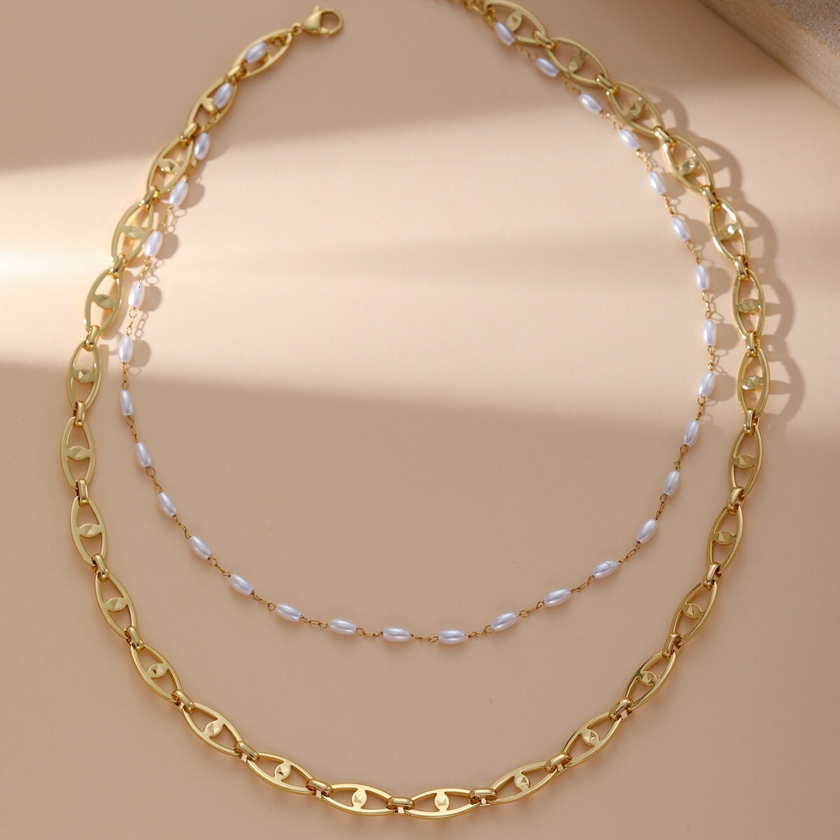 Fashion Style Titanium Beveled Edge Herringbone Stainless Steel Women's Simple Necklace Jewelry Chain