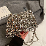 2025 Silver Flat Bead Hollow Single Shoulder Bag Bean Handmade Beaded Fashion New for Womenx