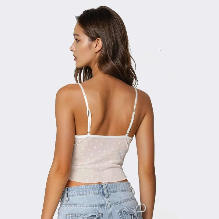 Design Polka Dot Lace Color Block Camisole Sexy Vest Hot Girl V-neck Women's Fashion 1062