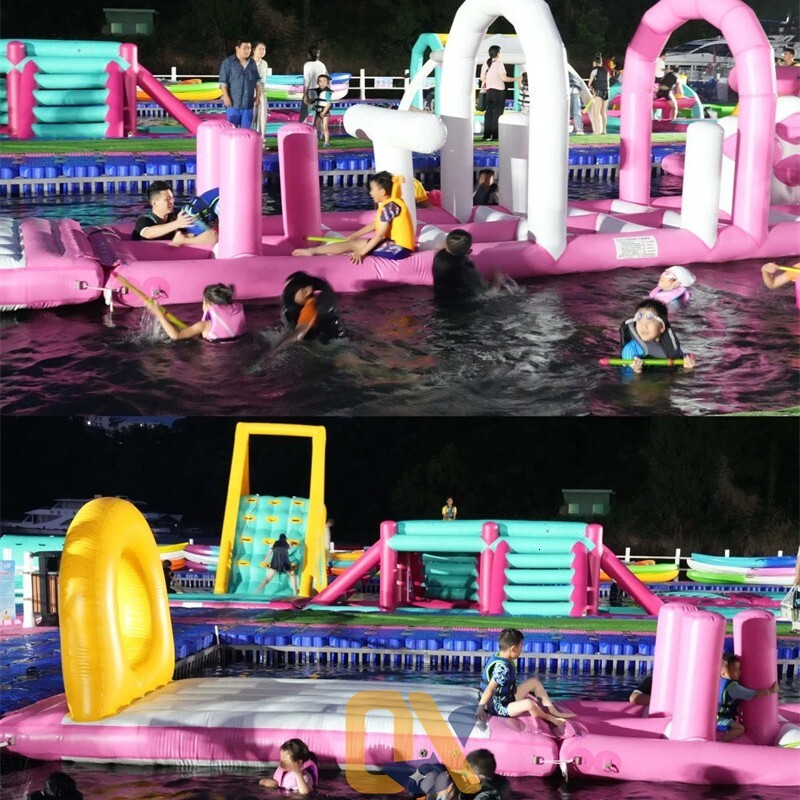Scenic Farm Park Anime Water World Challenge Obstacle Course Bed Bounce Cloud Shark Climbing Slide