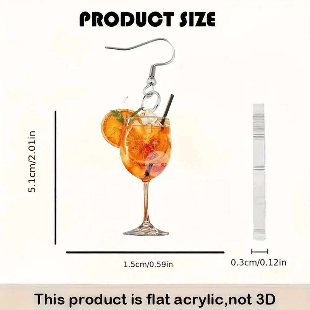 Beer Festival Wine Glass Orange Juice Fashion 2D Flat Design Earrings Women Party Jewelry Gift Give To Friends