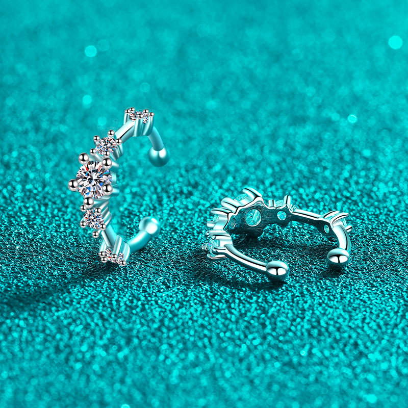 925 Sterling Silver Moissanite Ear Cuff, Non-Piercing Ear Jewelry, Trendy and Minimalist Design, Perfect for Everyday Wear or Special Occasions