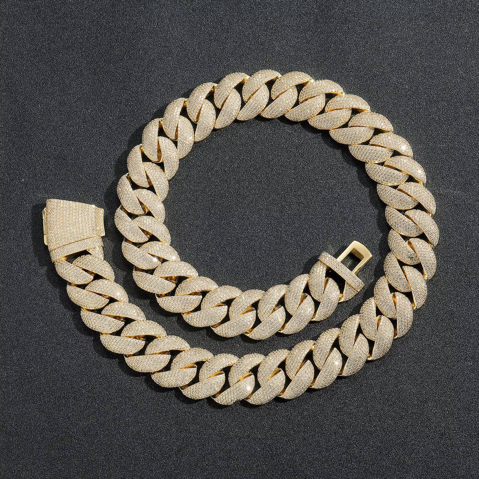 2025 Miami Cuban Chain Necklace 22mm Iced 5-Row Thick Gold Plated Hip Hop Jewelry Zircon Main Gift