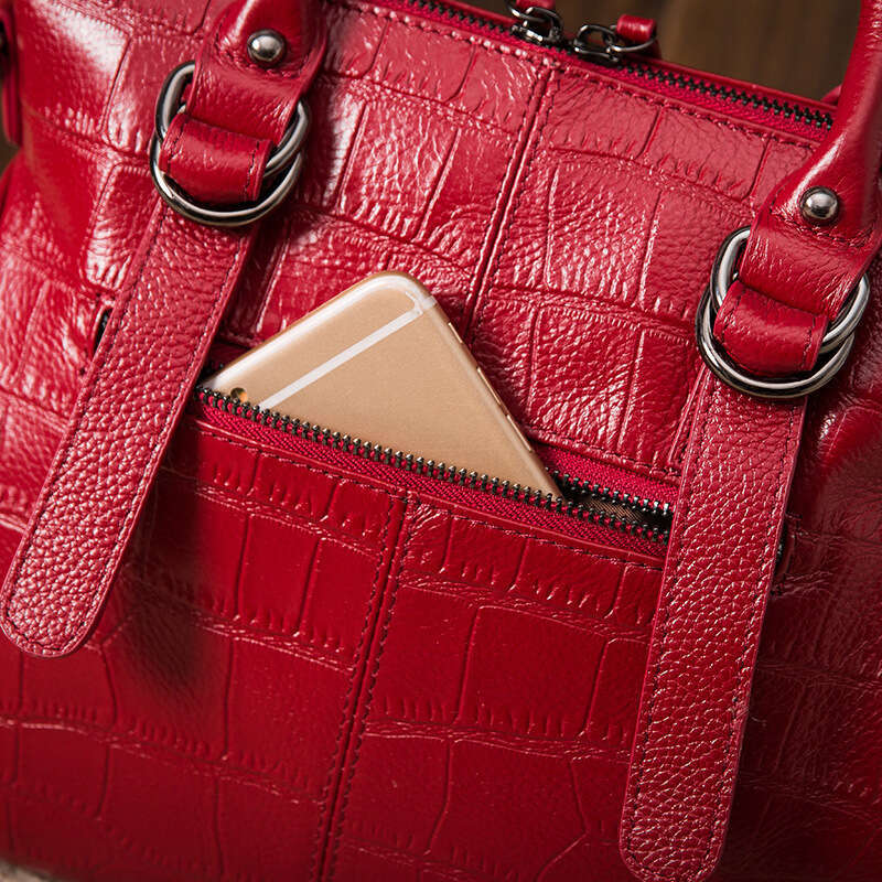 Crocodile Pattern Top Layer Cowhide Women s Handbag Versatile Genuine Leather Shoulder Crossbody Bag for