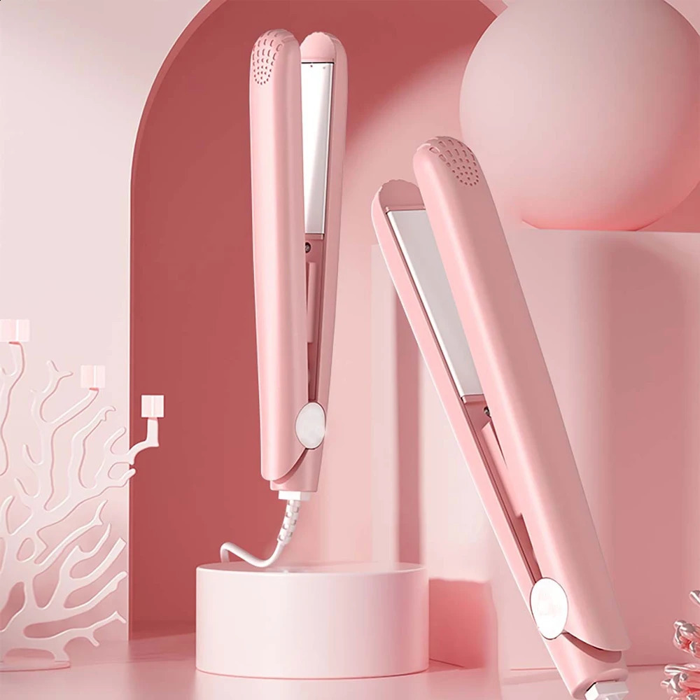 Pink Ceramic Flat Iron Hair Straightener For Smooth Finish Ceramic Floating Plates Quick Heat Up Pro Salon Curler Hair Wand 250529