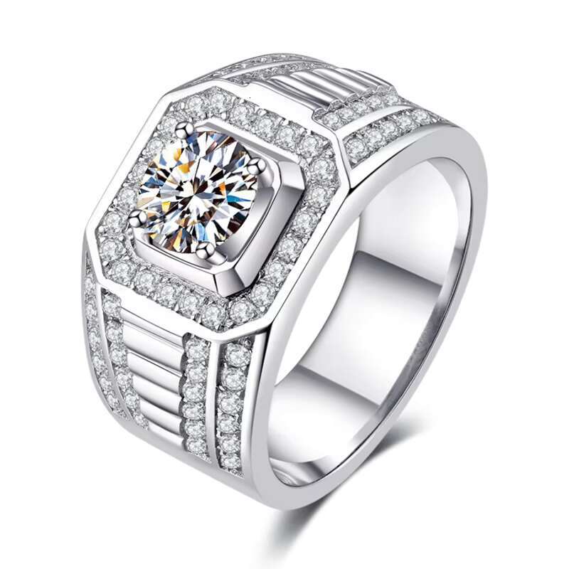 Luxury 925 Sterling Silver 1ct Round VVS D Color GRA Moissanite Diamond Rings Wedding Engagement Gift