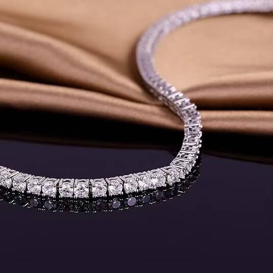 HIP HOP Mossanite Jewelry 3mm Tennis Bracelet Sterling Sier Vvs Moissanite Dia