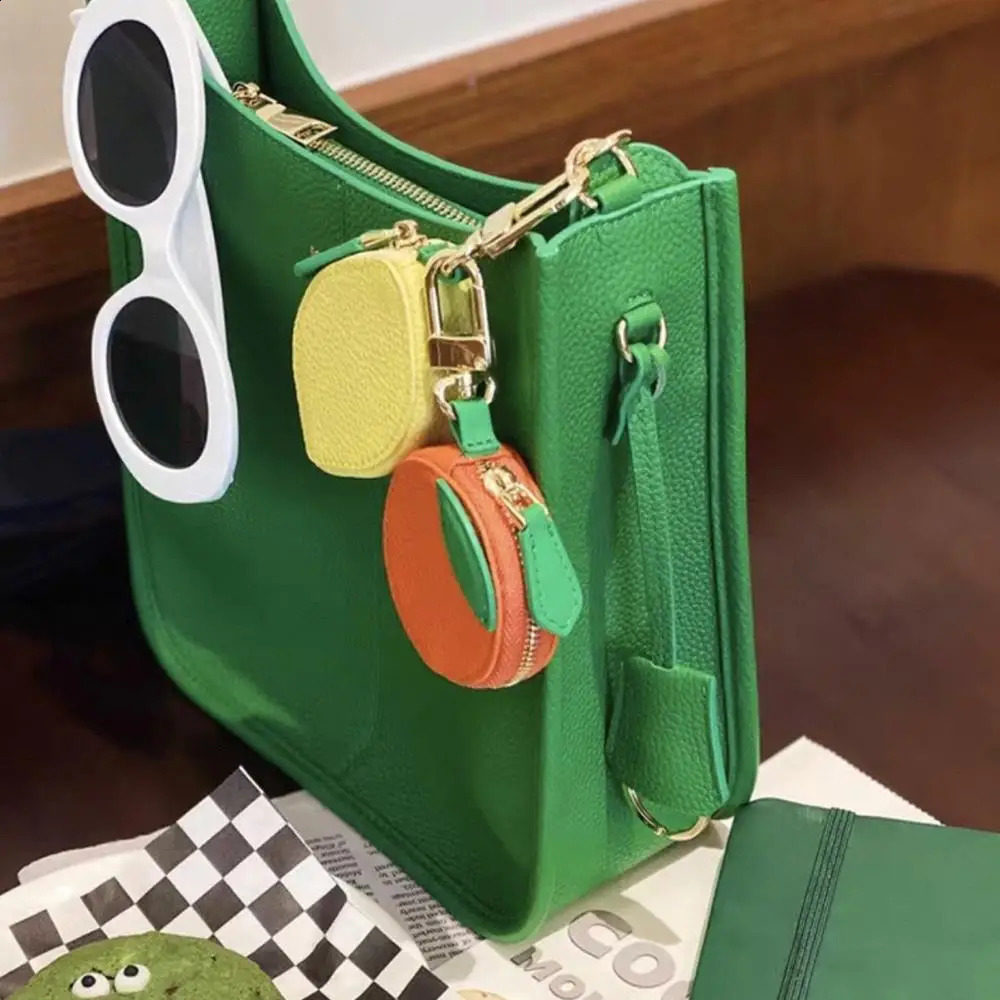 1PCS Yellow Lemon Key Chain Mini Pouch Wallet Girls Coin Purse Women Bag Pendant Leather Keychain Holder Case Cute Small Bags 250530