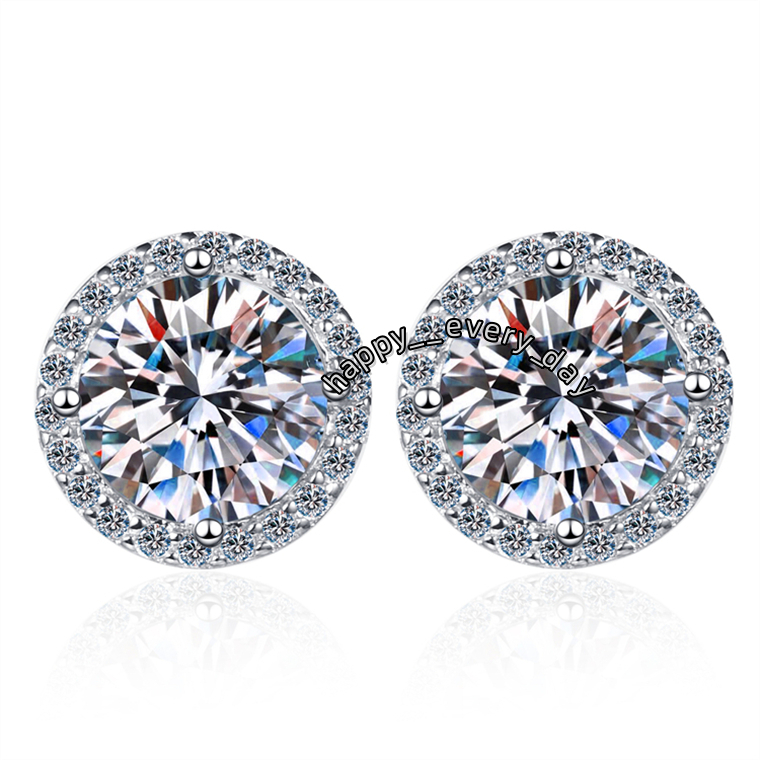 Customized Diamond Moissanite Zircon Stud Earrings Excellent Quality Romantic Accessories
