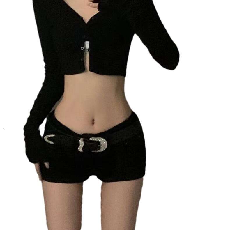 Denim Shorts Jeans Shorts American Style Spicy Girl Low Waist Tight Elastic Denim Ultra Shorts Women Summer New Slim Fit Slimming Wide Leg Hip Hugging