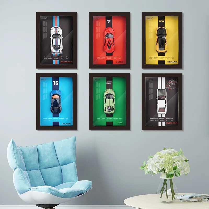 1 32 911 LP780-4 VEYRON Camaro AE86 Lykan photo frame hanging painting alloy car model 3D stereoscopic collection Free shipping
