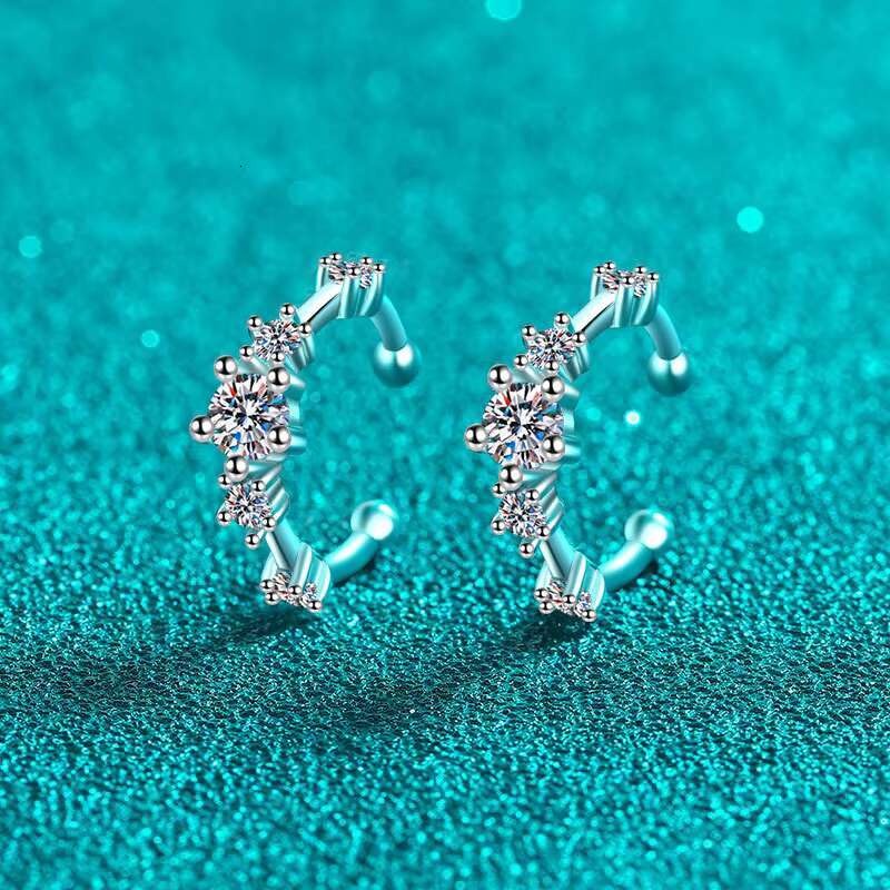Carline Topsale Fine Jewelry Earrings Luxury Silver 925 Ear Cuff Earrings Moissanite Earrings Non Pierced Jewelry for Women