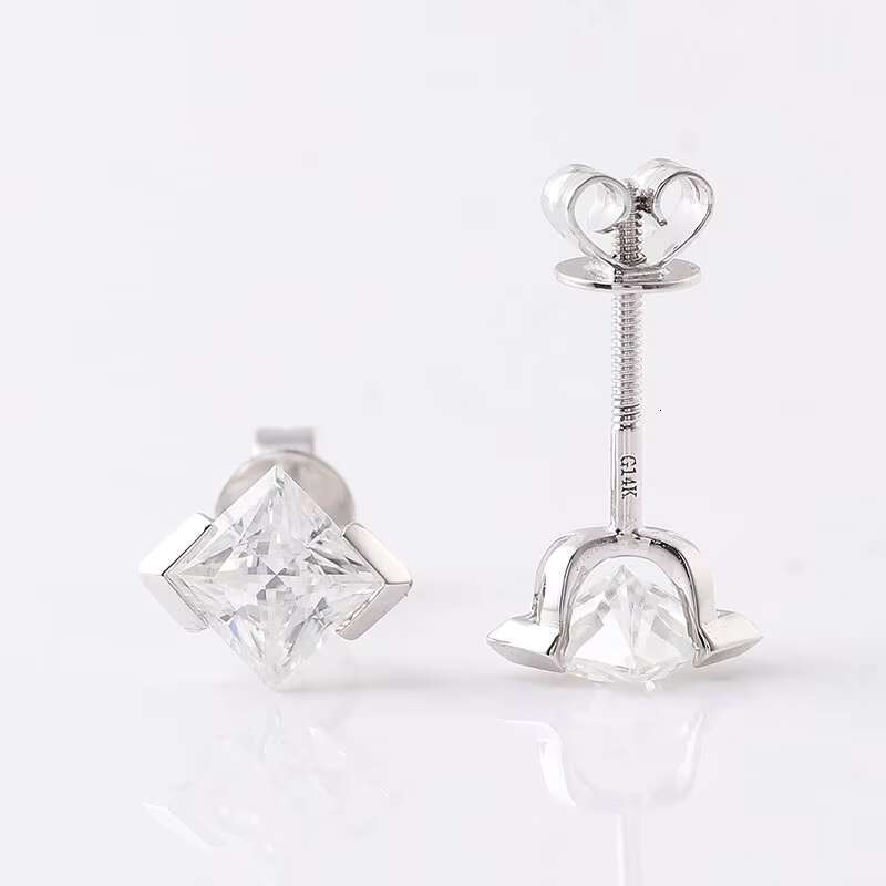 Princess Cut Diamond Moissanite Stud Earrings Bulk Wholesale Customized Earrings for Women