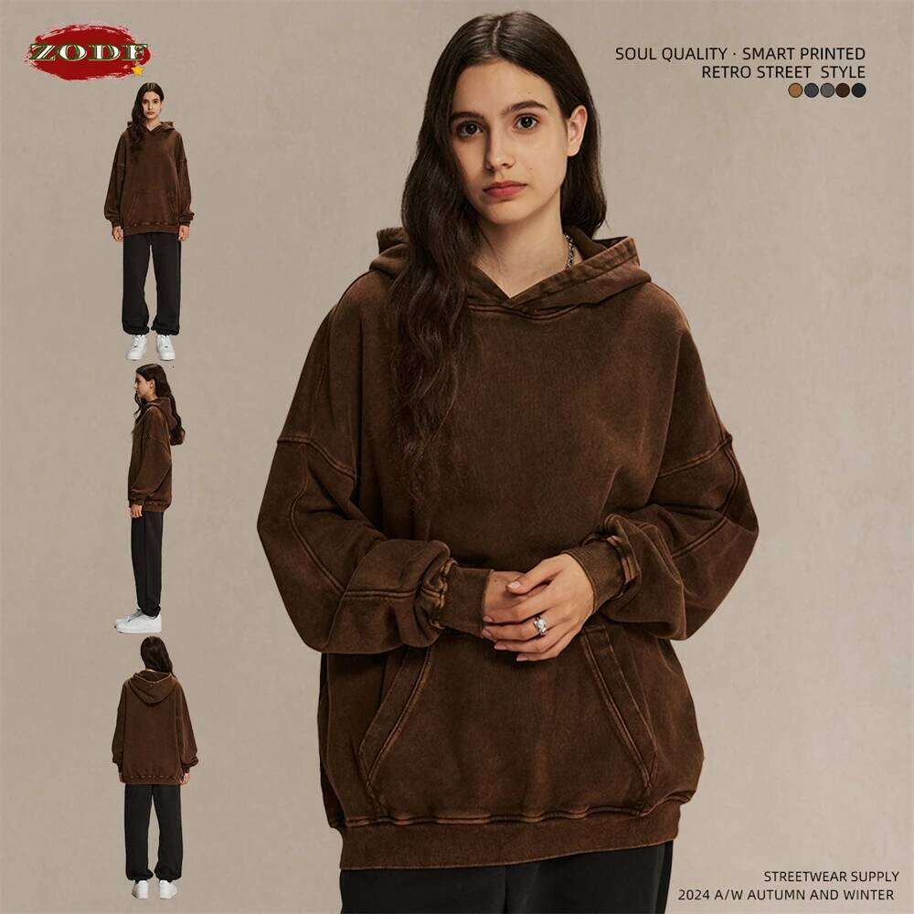 Coats Designer Women ZODF Vintage Batik Washed 420Gsm Cotton Hoodies For Men Unisex Heavyweight Loose Hip Hop Hooded Sweatshirts Pullovers Hy0696 Desi