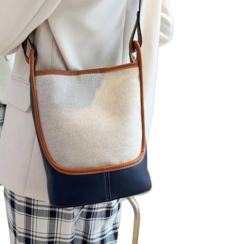 designer 2025 College Style Canvas Bag for Women High-end Color-blocking Crossbody Bucket Bag Fashionable Large Capacity Shoulder Bag