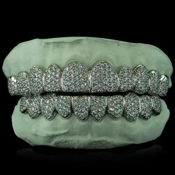 Fine Jewelry Hip Hop Moissanite Grills Custom 18k 14k Solid Gold Iced Out D VVS Moissanite Diamond Teeth Grillz for Teeth Single