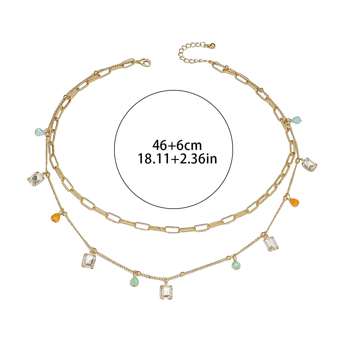 tassel crystal double-layer necklace, collarbone chain, versatile for women's temperament