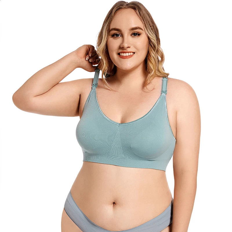 Plus Size Wireless Maternity Bra Front Open Gather Together Prevent Sagging Seamless 3D Breathable Comfortable Breastfeeding Bra 250530