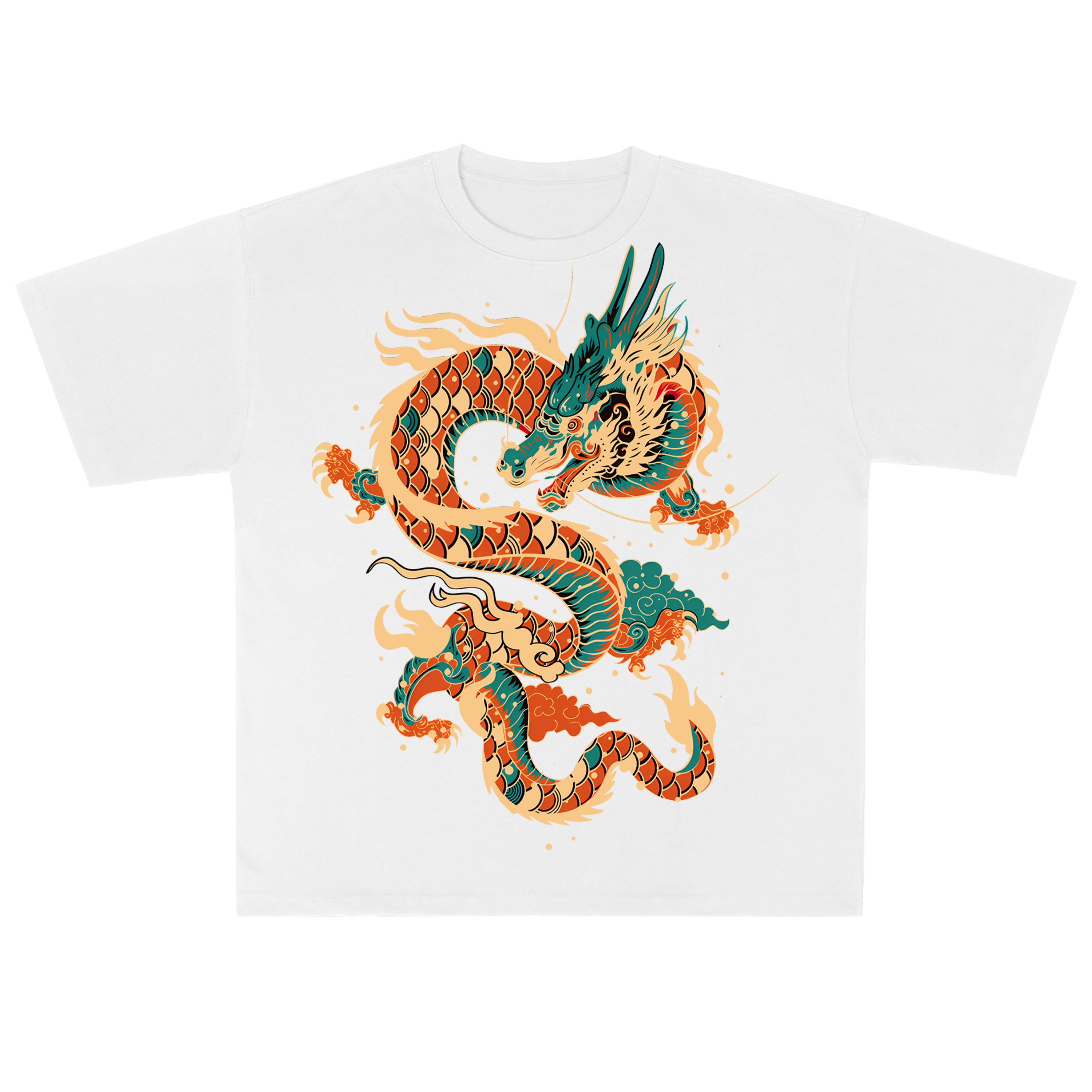 T-shirt men's top designer cotton T-shirt Lucky Dragon short sleeved clothing high-quality fashionable T-shirt