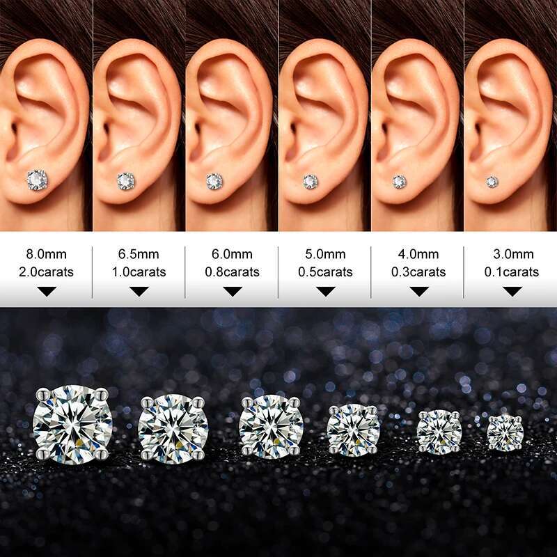 0 12 carat d vvs solitaire moissanite stud earrings for women men solid 925 sterling silver sparkling wedding birthday jewelry