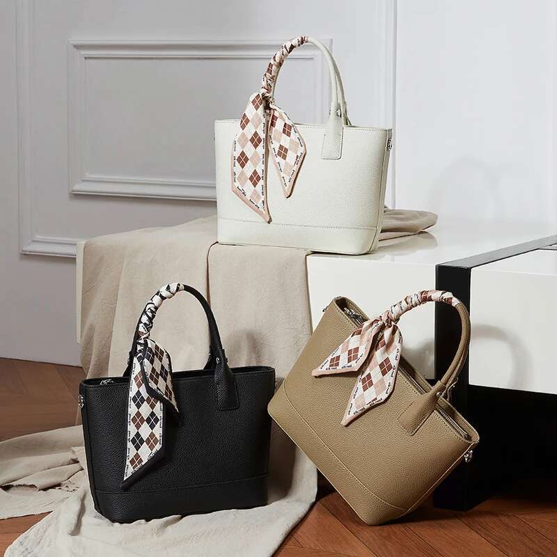 Free Shopping Burminsa Cowhide Genuine Leather Bucket Tote For Women 2025 Designer Basket Handbags Ladies Shoulder Crossbody Bags