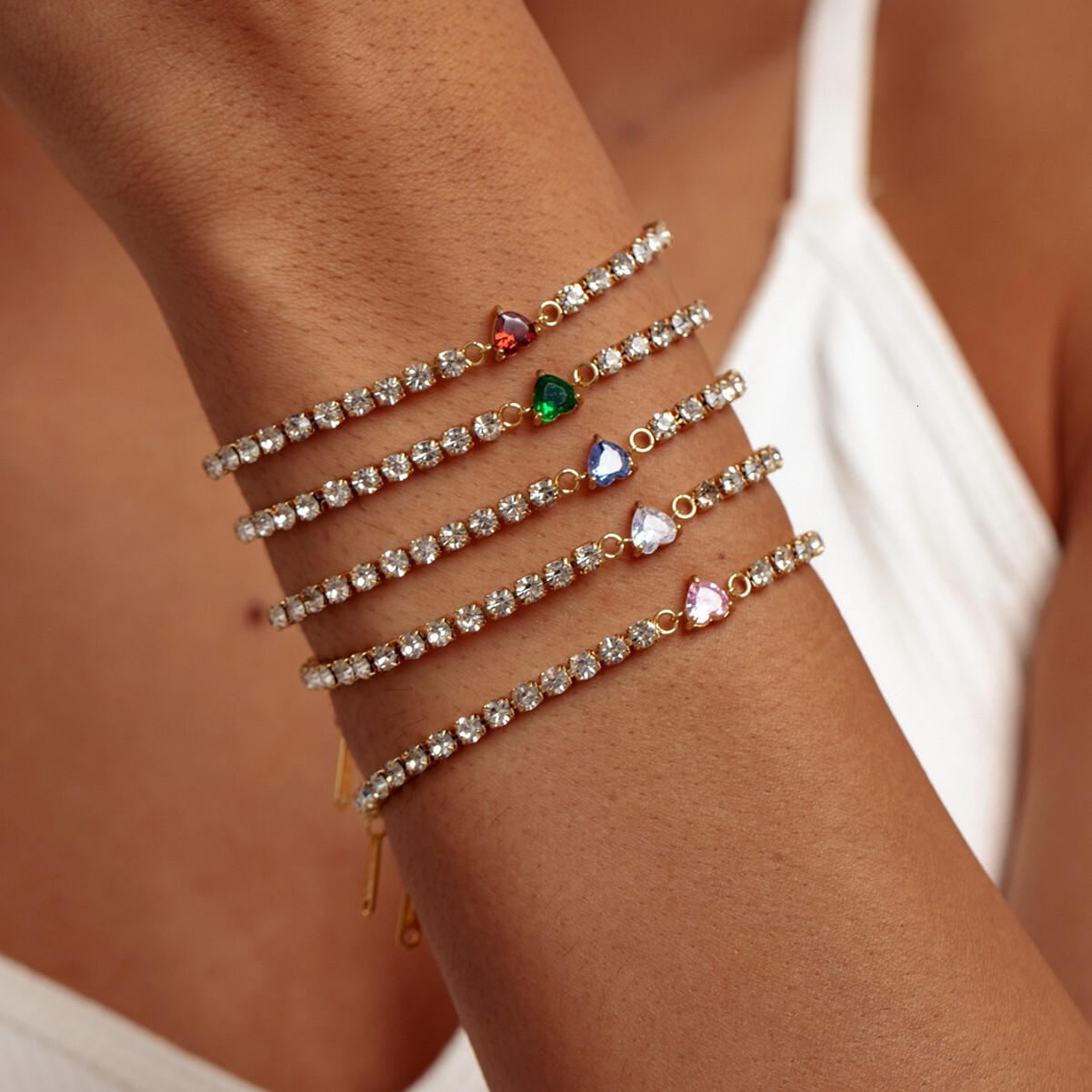 High-End Pink Heart Bracelet Yiwu Zircon Drawstring Adjustable Jewelry Accessory