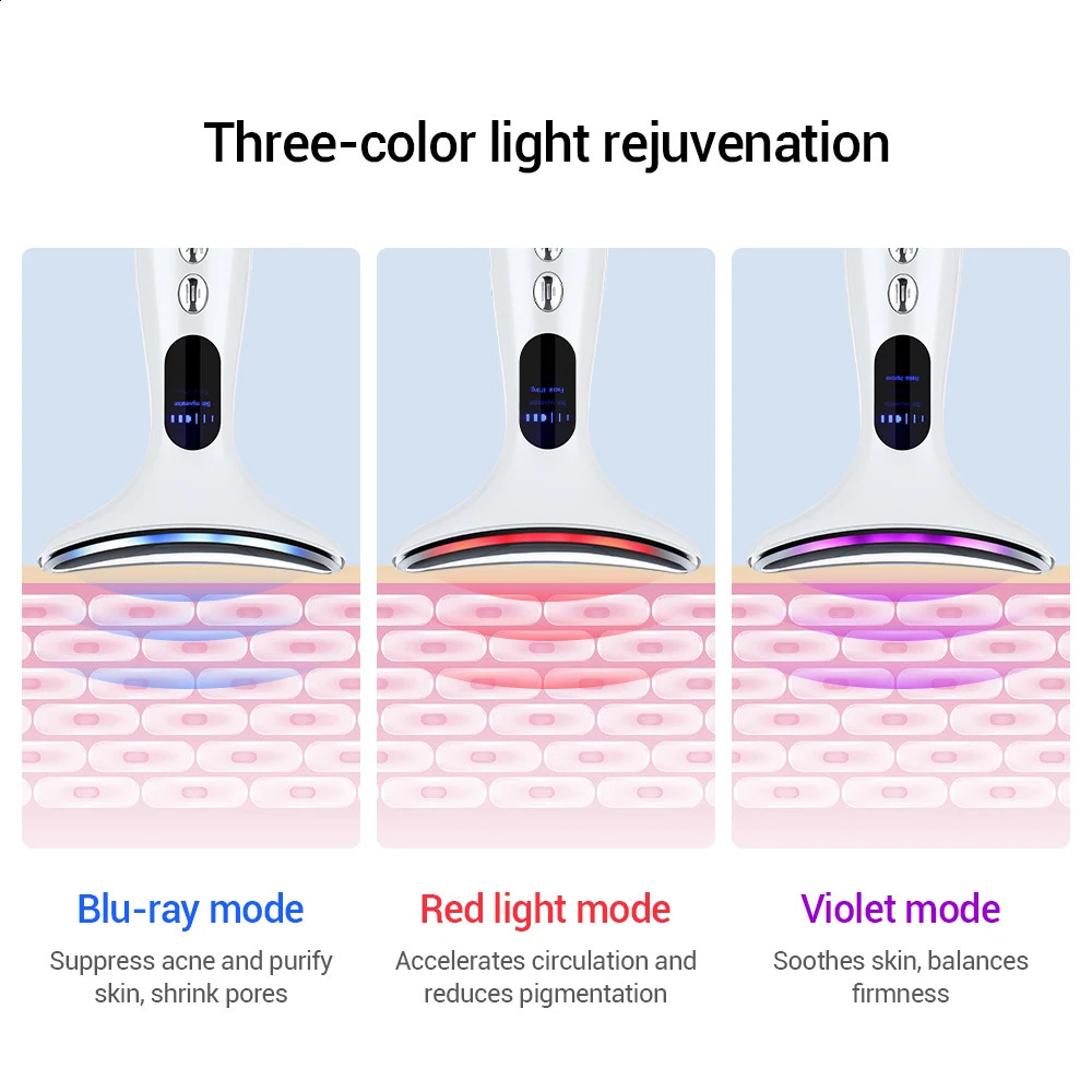 3 Modes Neck Beauty Device EMS Face Machine Double Chin r LED Anti Skin Massager 250523