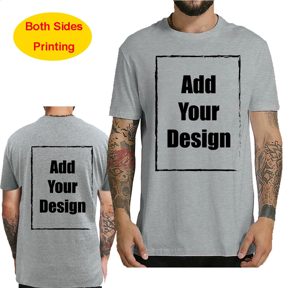 Custom T Shirt for Men Front Back Print Make Your n Text Gift Tshirt 100% Cotton Made in US 250530