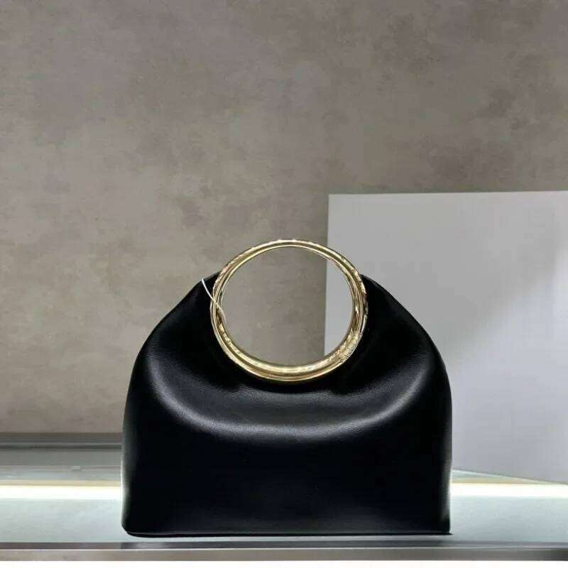 New Fashionable Leather Ring Handbag, Top Layer Cowhide Crossbody Women's Bag, European And American Style