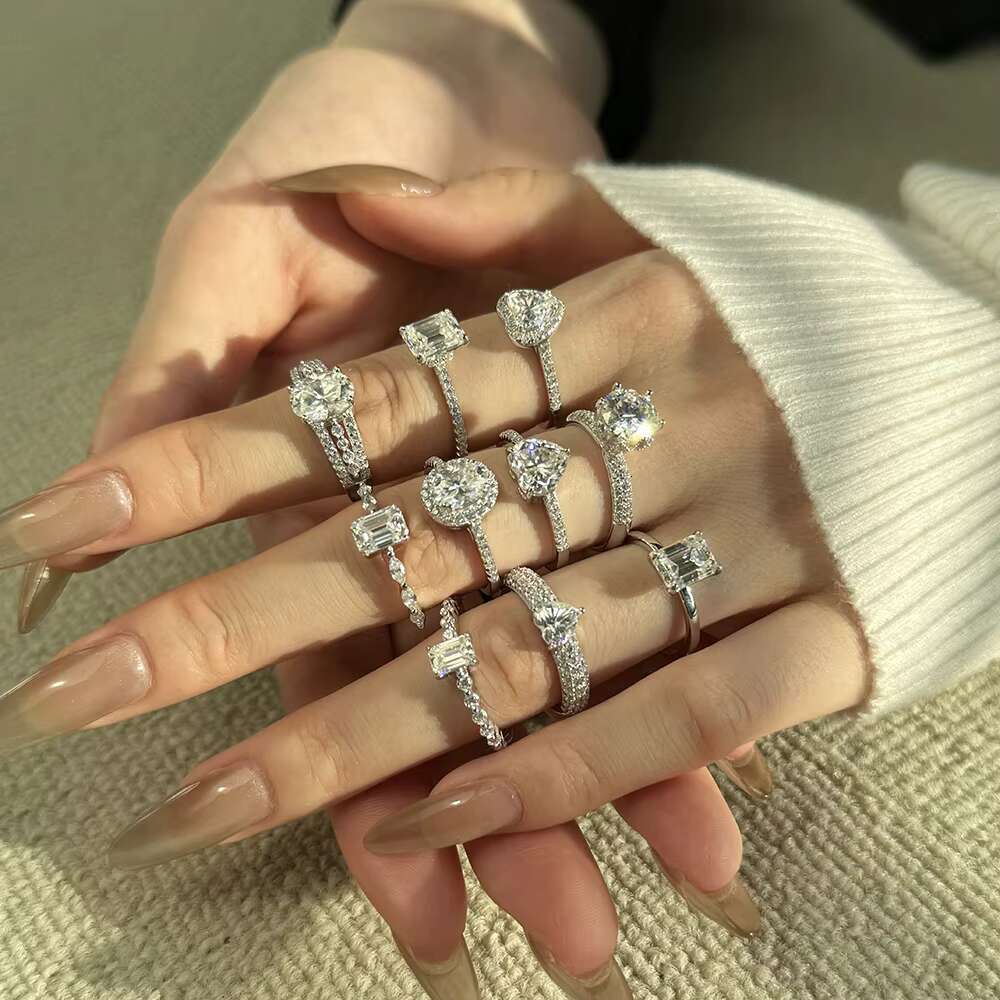 Dylam Smart Jewelry Factory Sterling Silver 5A CZ Marquise Stone 1.0ct D VVS1 Moissanite Main Stone Wedding Engagement Rings