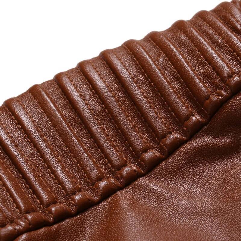 Men's 2025 New Spring And Autumn Thin Style Stand Collar Striped PU Motorcycle Leather Jacket