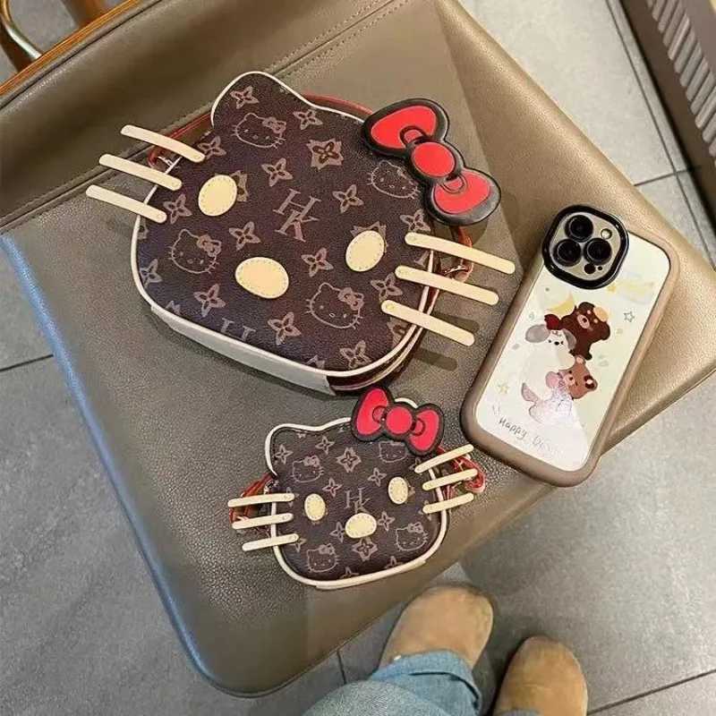 Sanrio Hello Kitty Bag Embroidery Cute Handbag PU Crossbody Bag Cartoon Travel Portable Chain Crossbody Wallet Fashion Versatilew250602