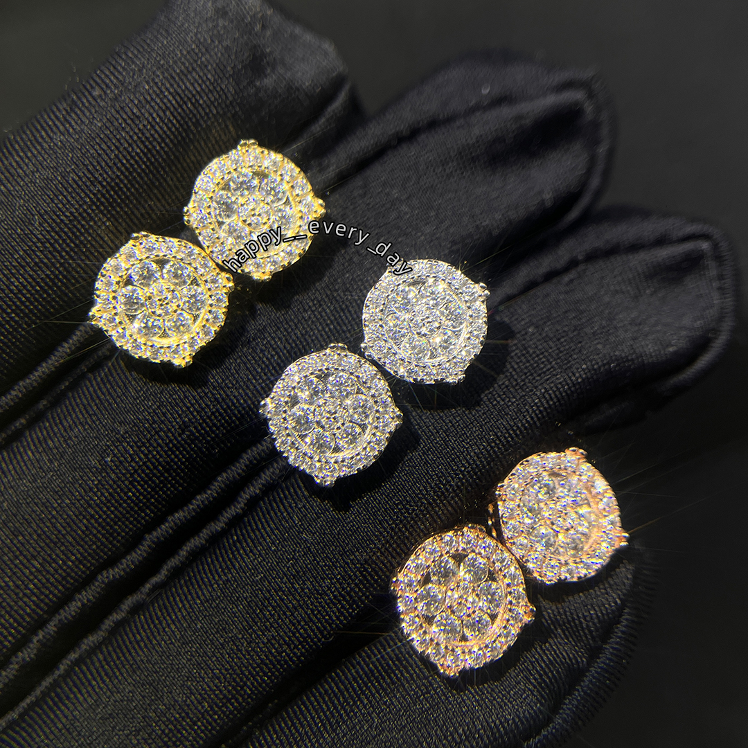 Zuanfa Hot Top Selling Pass Diamond Tester Fine Jewelry 925 Silver Round Cluster Earrings VVS Moissanite Stud Earring