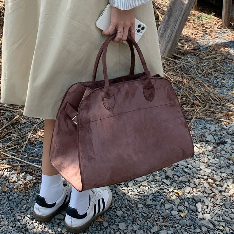 designer 2025 New Autumn Winter Retro Faux Suede Tote Bag for Women Large Capacity Shoulder Commuter Handbag Shopping Bag