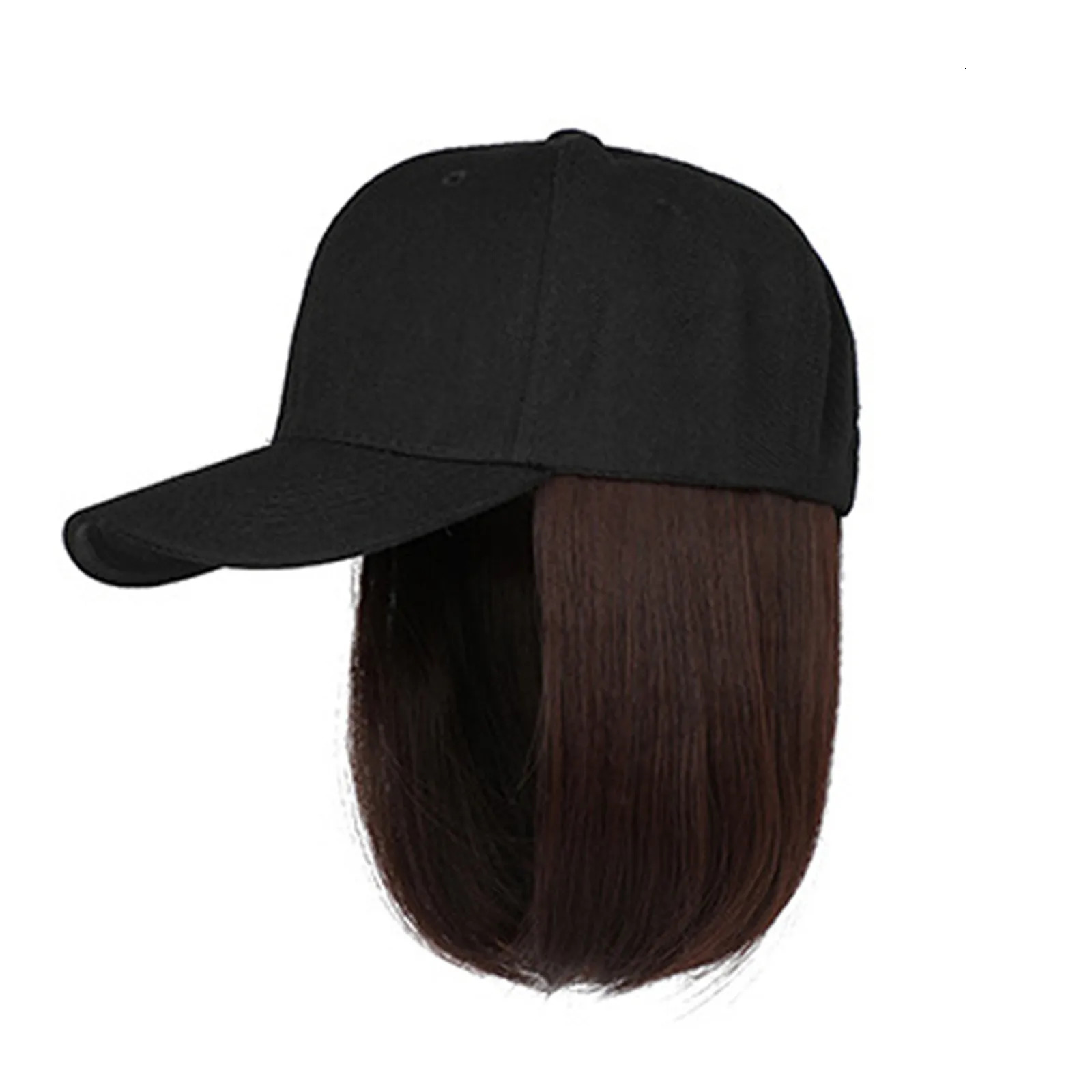 Synthetic Peaked Cap Wig For Women Baseball Cap Short Straight Hair Wig Duck Tongue Cap Bobblehead Curly Hair Fashion Hat Hair 250530