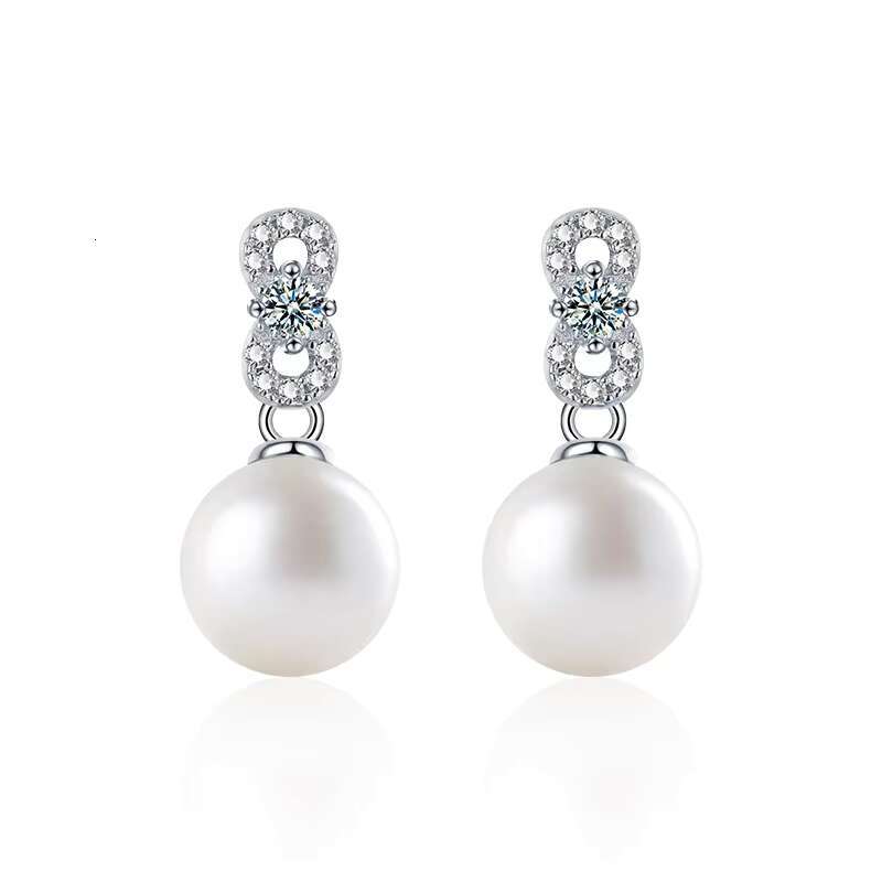 Natural Freshwater Pearl Stud Earrings Womens Moissanite Earrings Jewelry Fashion Luxury
