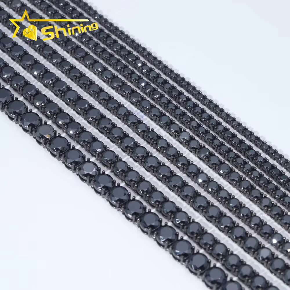 Pass Tester RTS Factory Hip Hop 925 Sterling Silver 3mm 3.5mm 4mm 5mm Diamond Necklace Iced Out Black Moissanite Tennis Chain