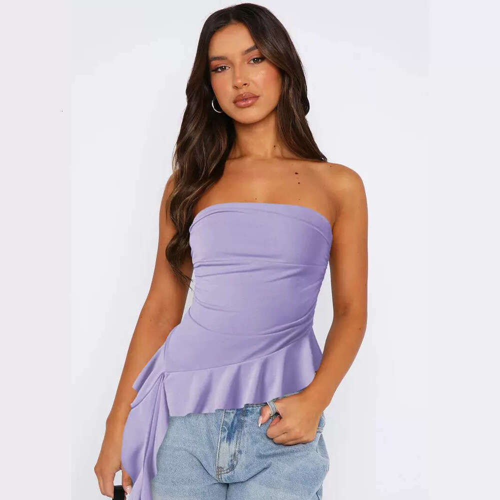 Y2K Clothing Slim Fit Girl BM High-End Sense Outerwear Fringe Sexy Tube Top Vest Women's Fashion 1062