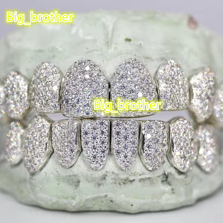 Fully Iced Out Moissanite Diamond Teeth for Hip Hop Jewelry Lover Trendy 925 Sterling Silver With Moissanite Diamond Teeth