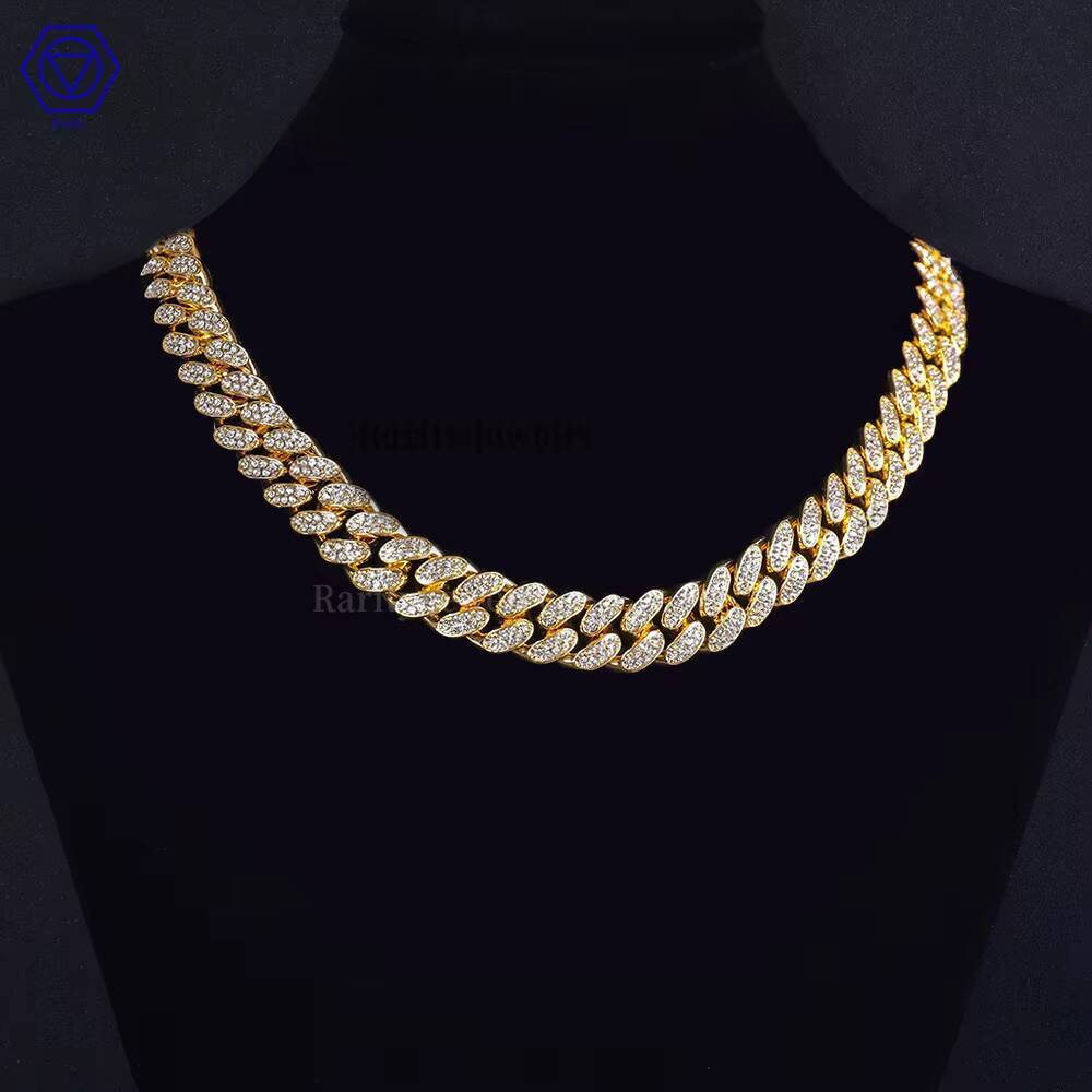Rare 8mm -20mm Sier Gold Plated AAAAA Zircon Rap Singer Jewelry Hip Hop Miami Brass Cuban Chain