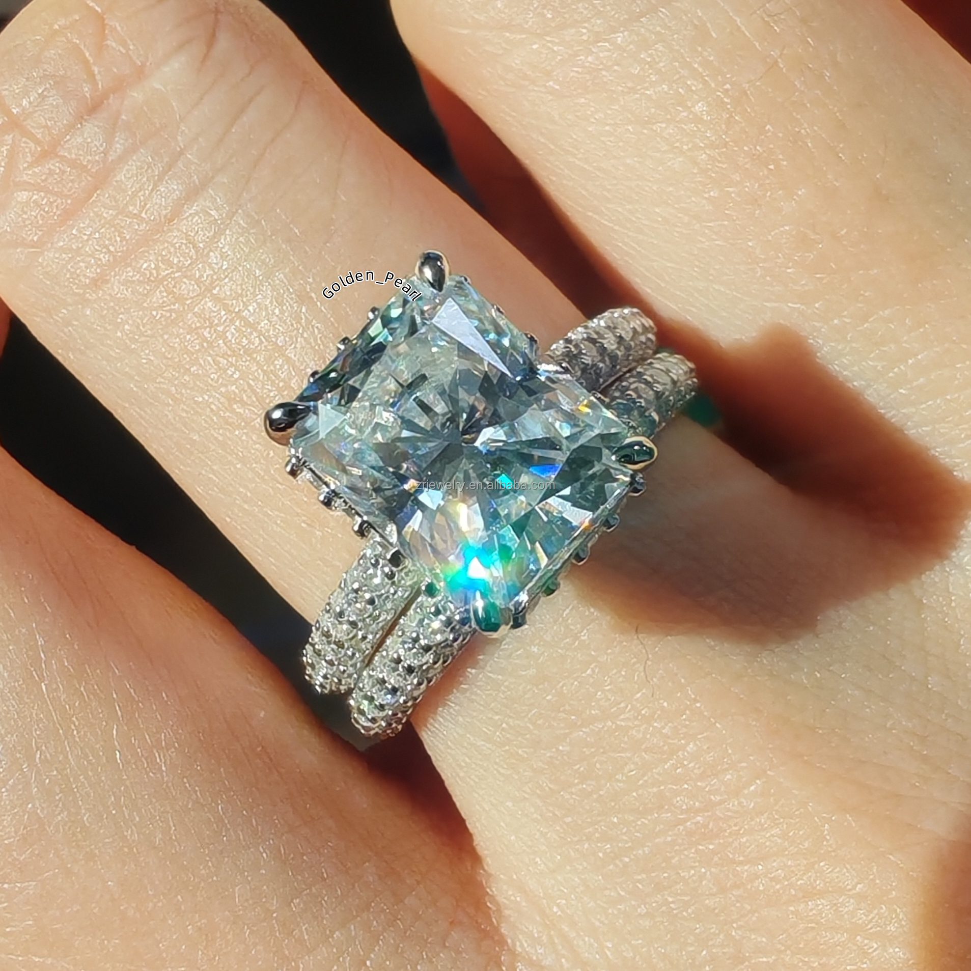 Wholesale 4ct Radiant Moissanite Rings Design Jewelry 925 Sterling Silver Gra Certified Wedding Moissanite Ring