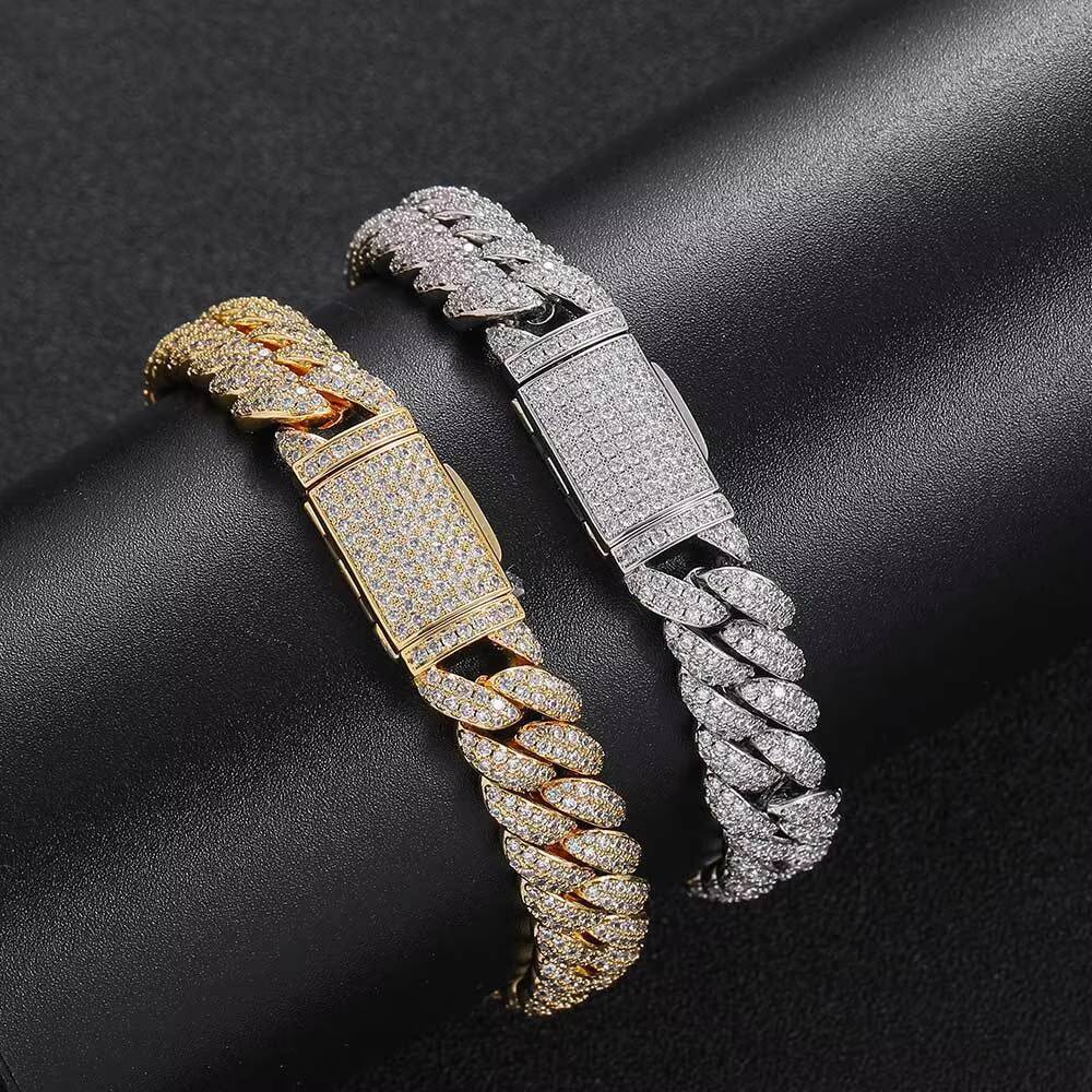CSJY 10mm Cross Cuban Gold Plated Hip Hop Necklace Iced Men's Chain