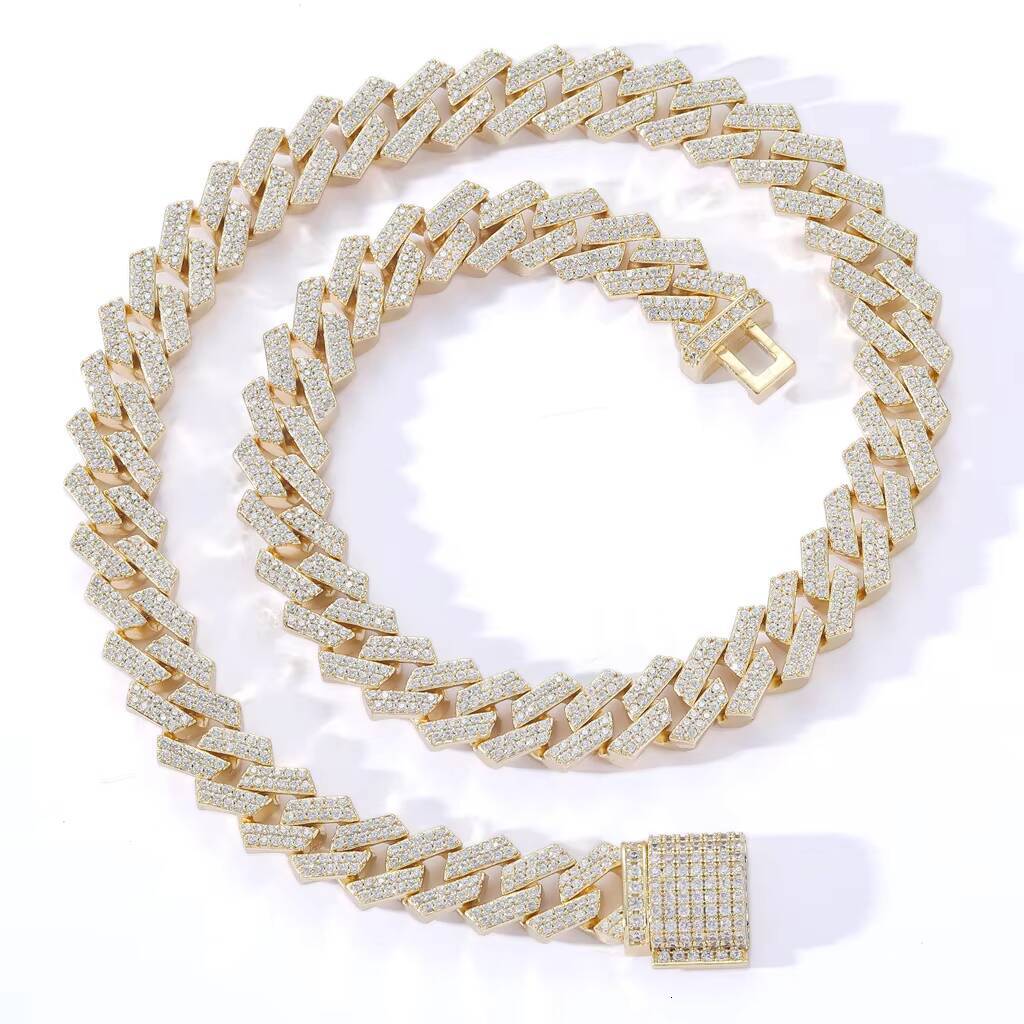 12mm Platinum Women's Hip Hop Jewelry Cuban Chain Fork Necklace Bracelet