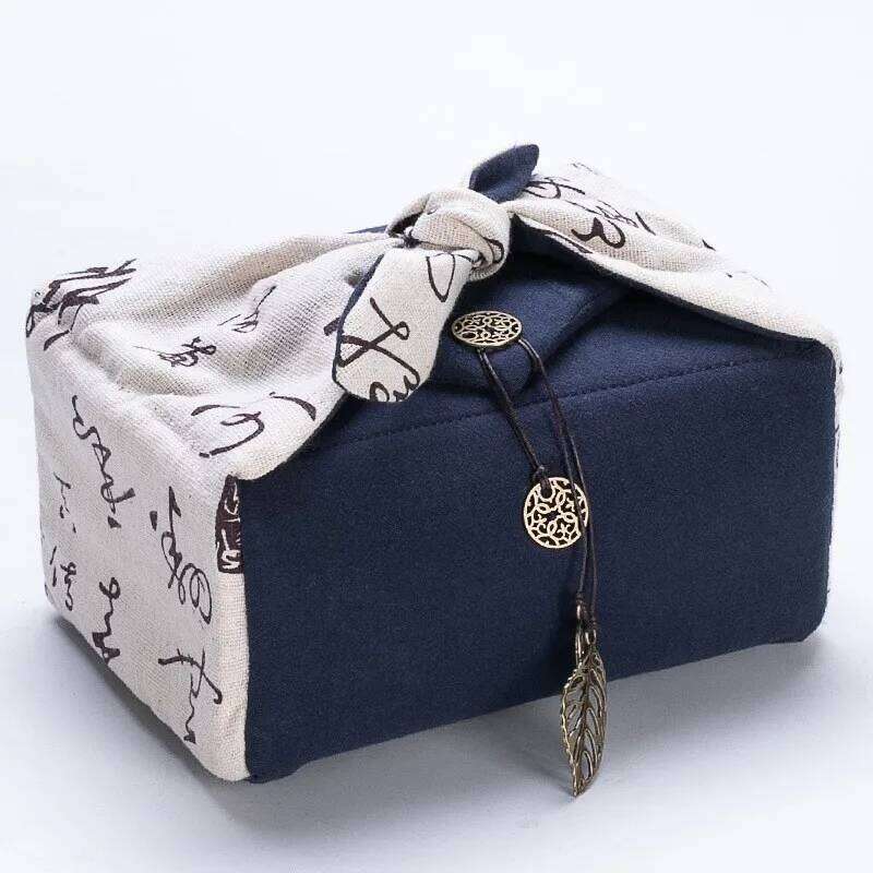 Cotton and Linen Tea Set Cloth Teapot Teacup Folding Storage Bag Portable Travel Outdoor Tote Organizer