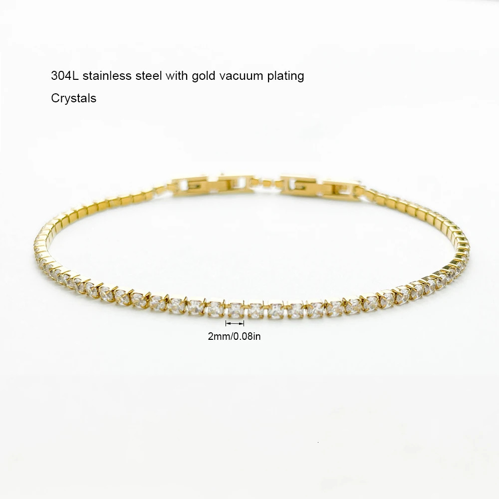 2mm 13cm151719cm Cluster CZ Link Chain Tennis Bracelets For Women Girls Friendship Jewelry Stainless Steel Pulsera Bracciali 250528