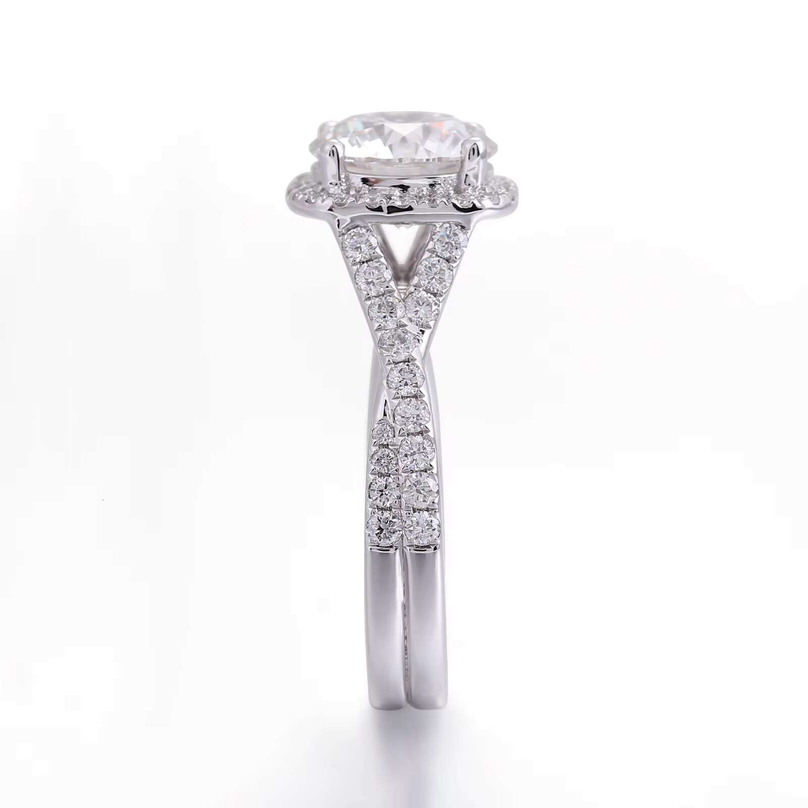 14k White Gold Custom Ring Fine Jewelry for Men and Women with Moissanite Stone for Wedding Engagement or Gift