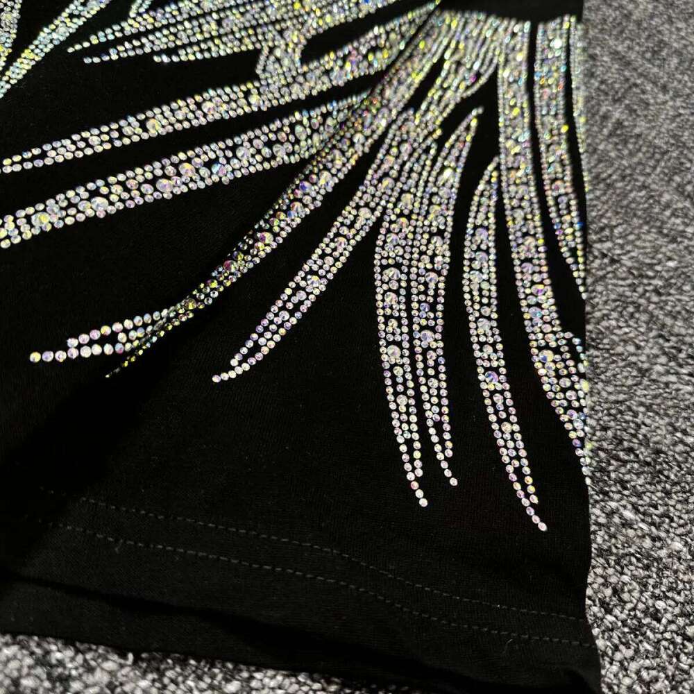 Rhinestone Brand Tshirt Dresses for Women New Elegant Evening Party Short Sleeve Loose Fit Y2K Womens Plus Size Clothing