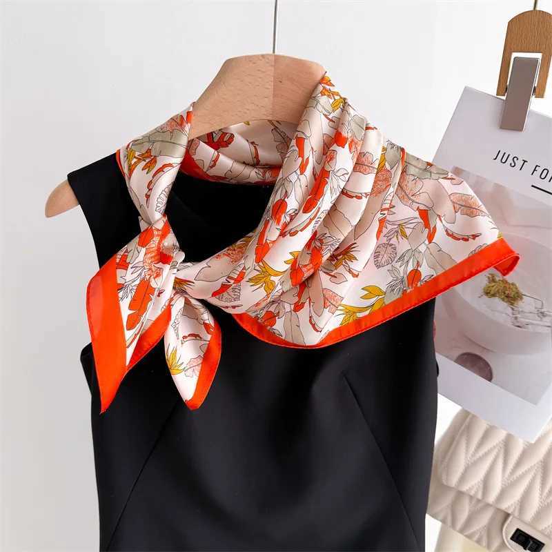 2025 Luxury Brand Plaid Print Square Silk Scarf for Women Hijab Hair Bands 70cm Neckerchief Female Satin Shawl Ribbon Headband W250602